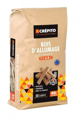 Sac de bois d'allumage crépito 40 litres (100% hêtre étuvé)